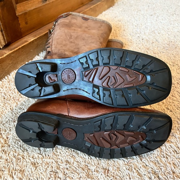 UGG Smithfield Riding Boots Women’s 8 Brown Leather and Suede Knee-High Boots - Picture 14 of 16